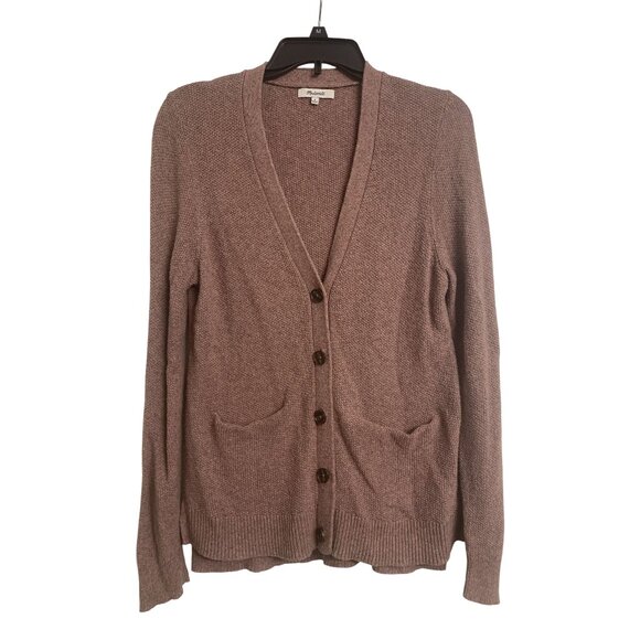 Madewell M Knit Button-Up V-Neck Cardigan Sweater Dusty Rose Casual - Picture 1 of 7
